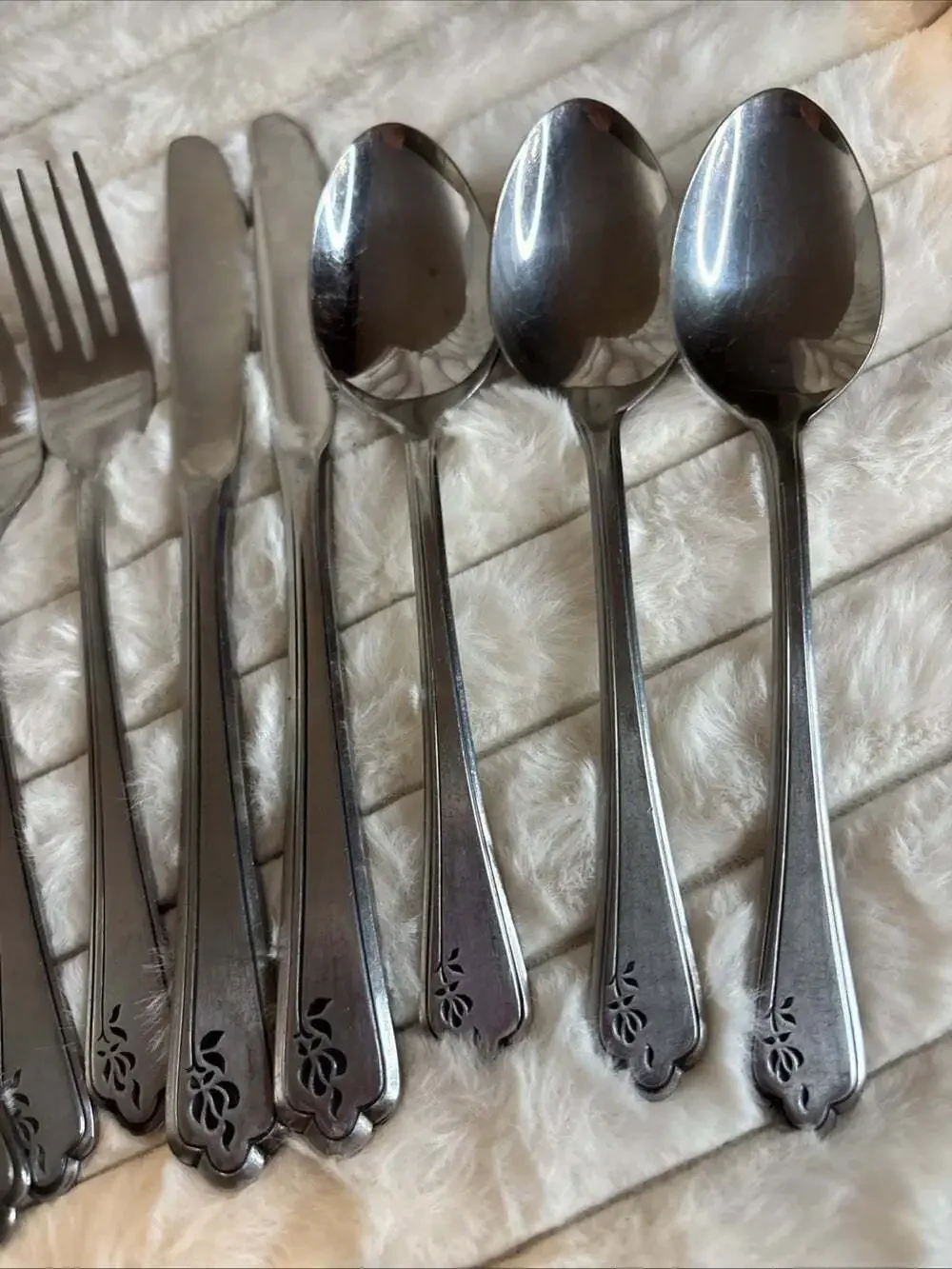 Vintage Imperial International FLEURETTE Stainless Korea Flatware Set 12 Pc Lot